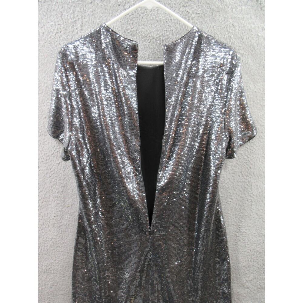 NWT Ralph Lauren Women Sz 12 Silver Sequined Party Cocktail Dress Round Neck - Picture 16 of 16
